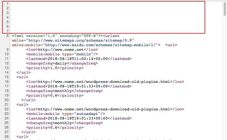 使用代码生成站点地图sitemap时遇到的问题